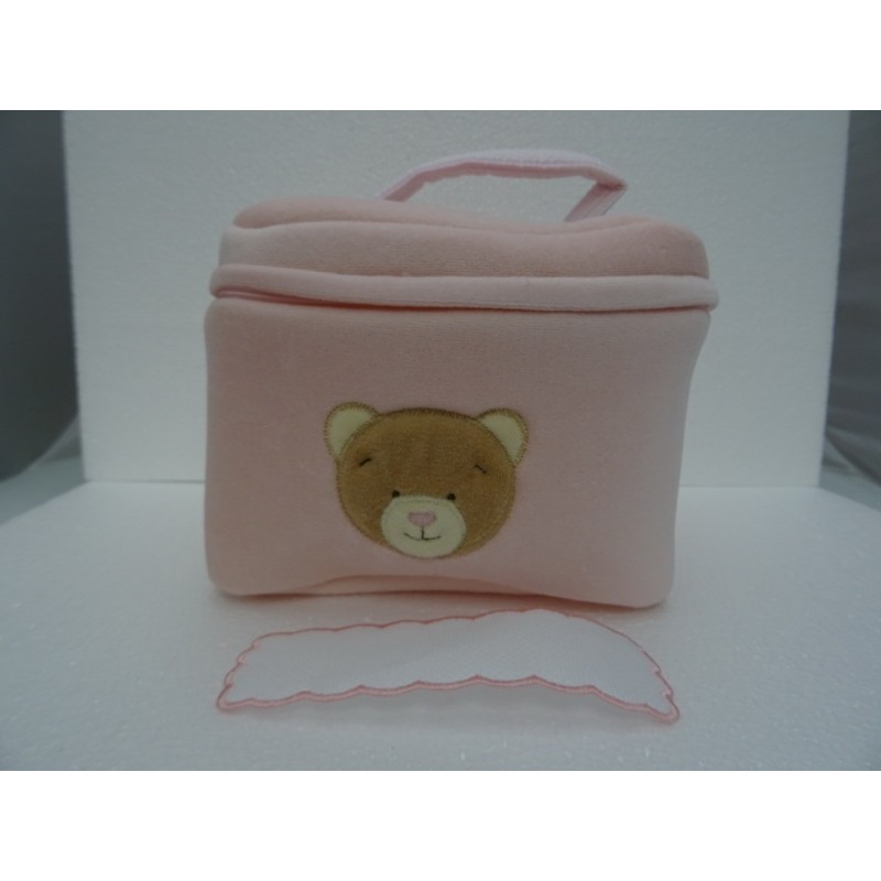 Beauty portatutto art. ORSETTO, con tela aida da ricamare a punto croce col. ROSA