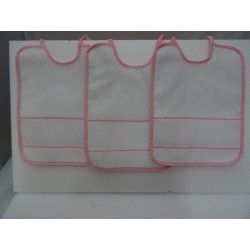 3 Bavaglini serie NEVE con tela aida da ricamare a punto croce col. azzurro e blu