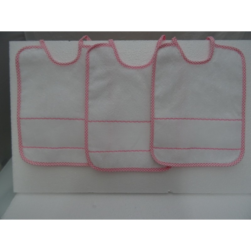 3 Bavaglini serie NEVE con tela aida da ricamare a punto croce col. azzurro e blu