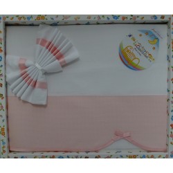 Lenzuolino da ricamare 83x120 cm, bianco con bordo aida celeste