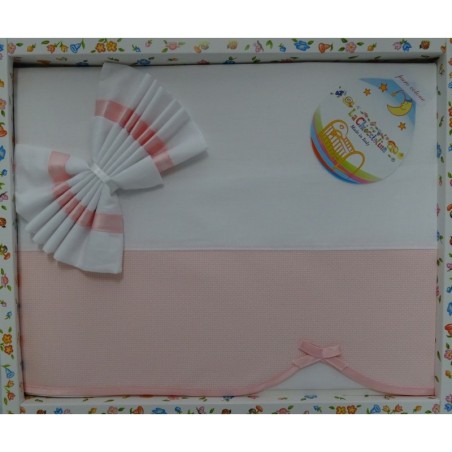 Lenzuolino da ricamare 83x120 cm, bianco con bordo aida celeste