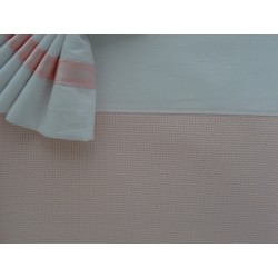 Lenzuolino da ricamare 83x120 cm, bianco con bordo aida celeste
