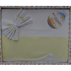 Lenzuolino da ricamare 83x120 cm, bianco con bordo aida celeste