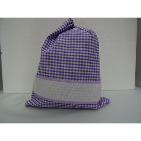 Sacchetto porta tutto rosa con striscia in tela aida ricamabile