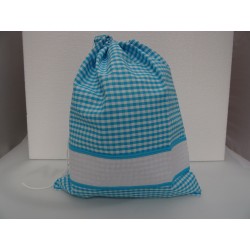 Sacchetto porta tutto rosa con striscia in tela aida ricamabile