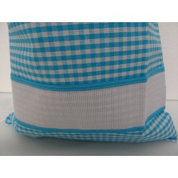 Sacchetto porta tutto rosa con striscia in tela aida ricamabile