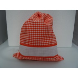 Sacchetto porta tutto rosa con striscia in tela aida ricamabile