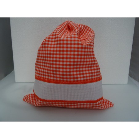 Sacchetto porta tutto rosa con striscia in tela aida ricamabile