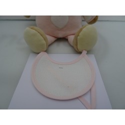 Orso porta biberon con bavaglino in tela aida da ricamare a puto croce col. rosa