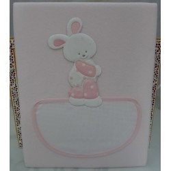 Copertina da culla in pile "CONIGLIETTO" colore rosa