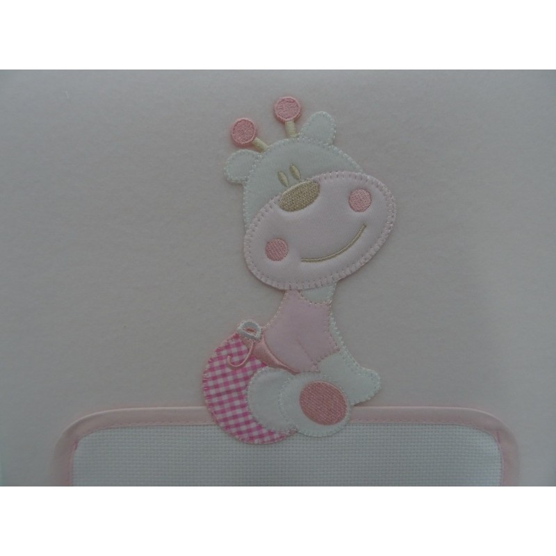 Copertina da culla in pile "GIRAFFA" colore rosa