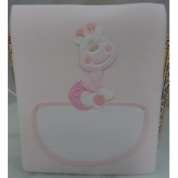 Copertina da culla in pile "GIRAFFA" colore rosa