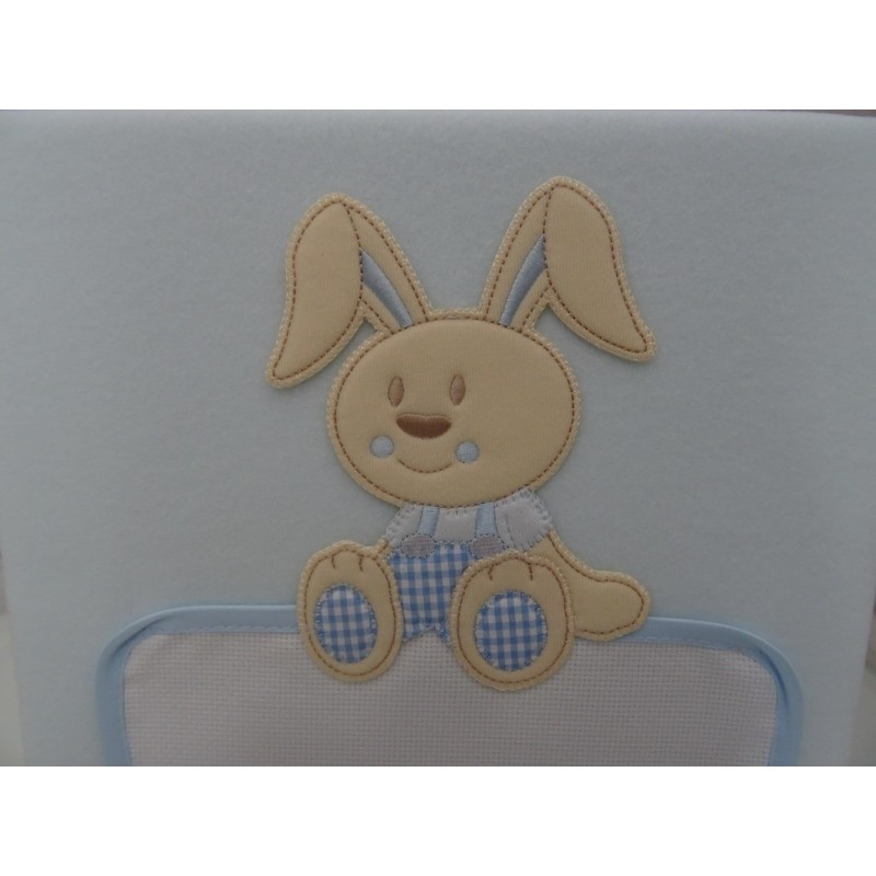 Copertina da culla in pile "CONIGLIETTO" colo celeste