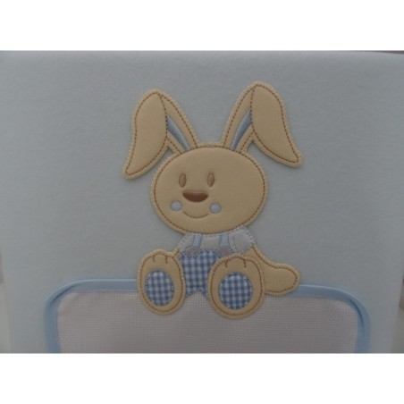 Copertina da culla in pile "CONIGLIETTO" colo celeste