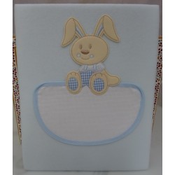 Copertina da culla in pile "CONIGLIETTO" colo celeste