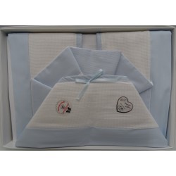 Lenzuolino letto da ricamare con tela aida e piquet cielo