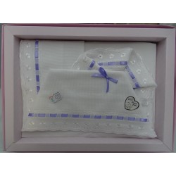 Lenzuolino da ricamare 90x120 col. lilla, pizzo sangallo