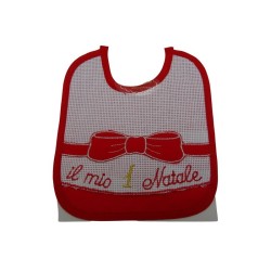 Bavaglino "Il mio 1° Natale" con tela aida da ricamare a punto croce