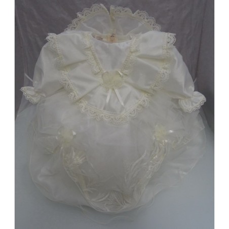 Vestitina da battesimo, bimba misto seta, pizzo con strascico