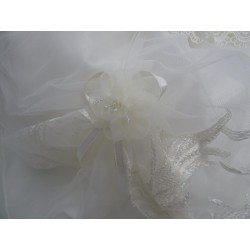 Vestitina da battesimo, bimba misto seta, pizzo con strascico