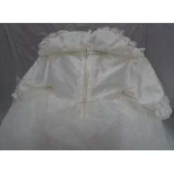 Vestitina da battesimo, bimba misto seta, pizzo con strascico