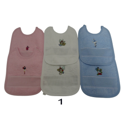 Set di 6 bavaglini in spugna con inserto in tela aida