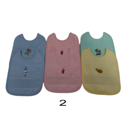 Set di 6 bavaglini in spugna con inserto in tela aida