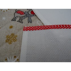 Tovaglietta natalizia trapuntata, con tasca in tela aida da ricamare a punto croce art. RENNA