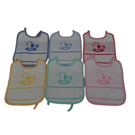 6 bavaglini con tela aida ricamabile "Cavalluccio"