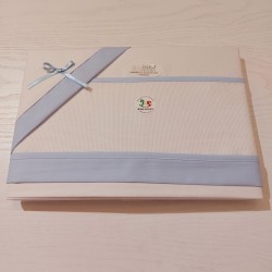 Lenzuolino da ricamare 90x120 col. cielo, bordo piquet celeste