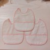 3 Bavaglini seri GIGIO con tela aida da ricamare a punto croce col. rosa