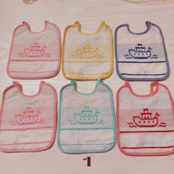 Set di 6 bavaglini ricamabili a punto croce con tela aida  Barchetta