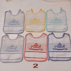 Set di 6 bavaglini ricamabili a punto croce con tela aida  Barchetta