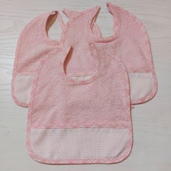 3 Bavaglini serie DUDU con tela aida da ricamare a punto croce col. azzurro, giallo, verde