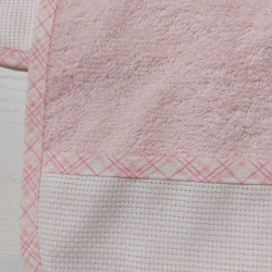 3 Bavaglini serie DUDU con tela aida da ricamare a punto croce col. azzurro, giallo, verde