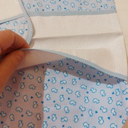 Borsa nursery portatutto + bavaglino con tela aida, set ricamabile a punto croce col. rosa