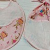Set di Bavaglino e sacchetta da ricamare a punto croce, colore rosa