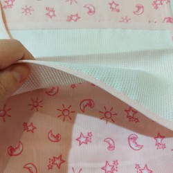 Borsa nursery portatutto + bavaglino con tela aida, set ricamabile a punto croce col. rosa