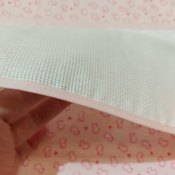 Borsa nursery portatutto + bavaglino con tela aida, set ricamabile a punto croce col. rosa