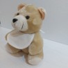 Pupazzo peluche orso con bavaglino ricamabile a punto croce bordo verdino