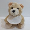 Pupazzo peluche orso con bavaglino ricamabile a punto croce bordo verdino