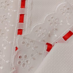 Lenzuolino da ricamare 120x180 col. cielo con pizzo sangallo