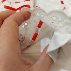 Lenzuolino da ricamare 120x180 col. cielo con pizzo sangallo