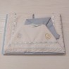 Lenzuolino da ricamare 120x180 col. cielo con  pizzo sangallo